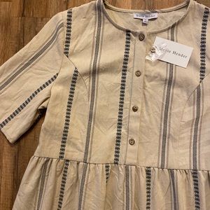 Cream & blue nursing friendly dress